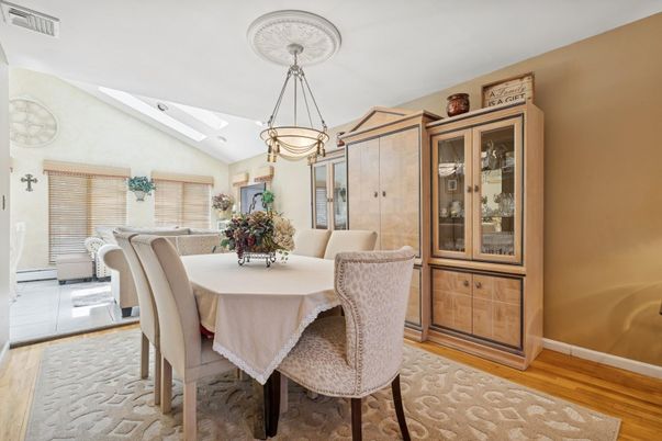 Chandelier, Dining room, Interior, Wood Texture Flooring
