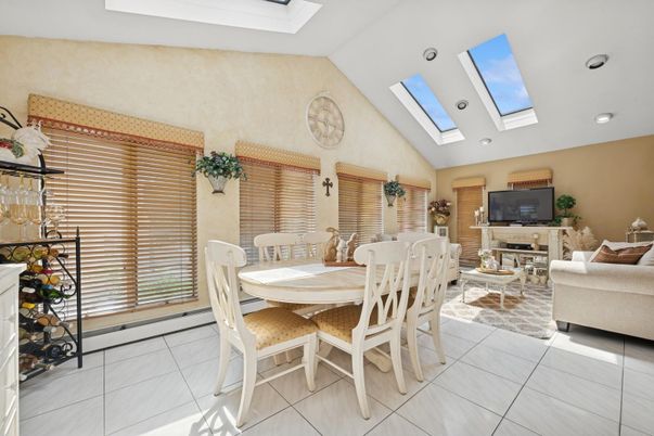 Dining room, Fireplace, Interior, Living room, Recessed Lighting