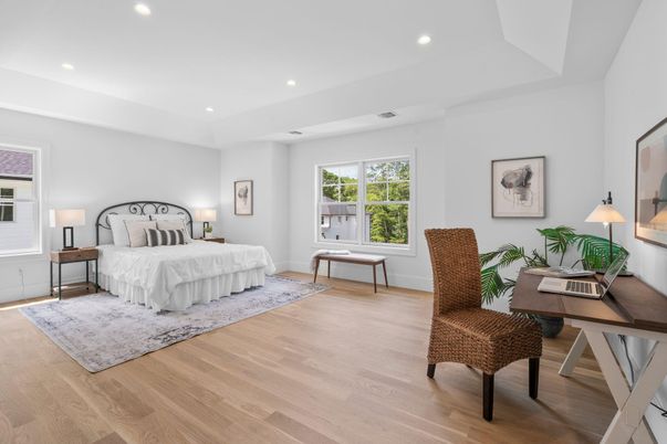 Bedroom, Home Office, Interior, Recessed Lighting, Wood Texture Flooring