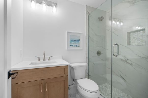 Bathroom, Glass Shower, Interior, Marble Walls