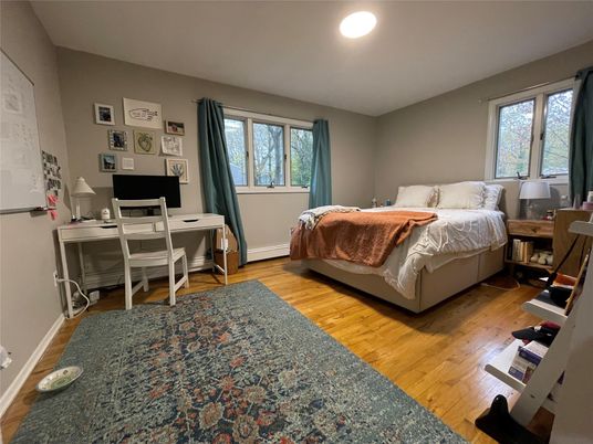 Bedroom, Home Office, Interior, Recessed Lighting, Wood Texture Flooring