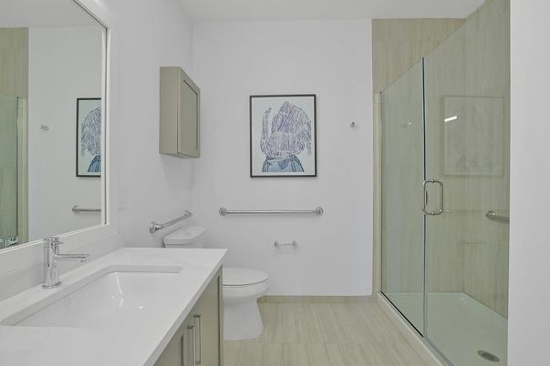 Bathroom, Dual Sink Vanities, Glass Shower, Interior