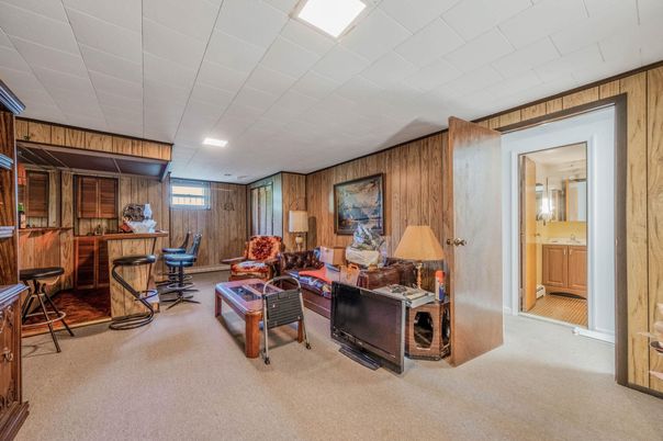Interior, Living room, Recessed Lighting, Wooden Walls