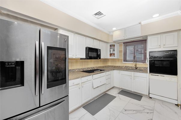 Interior, Kitchen, Marble, Recessed Lighting, Stainless Steel Appliances