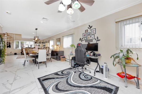 Chandelier, Home Office, Interior, Marble, Pendant Lights, Recessed Lighting
