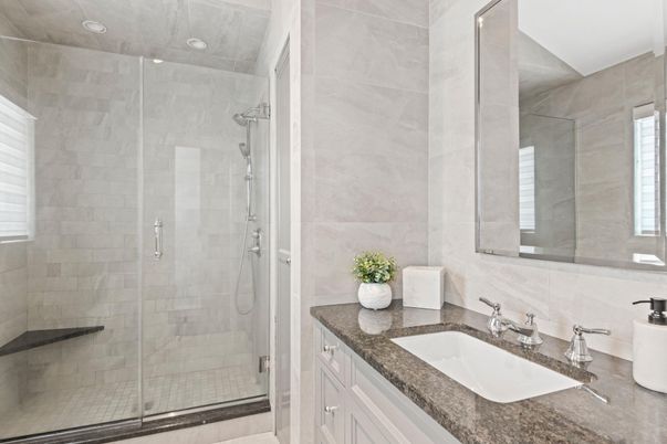 Bathroom, Glass Shower, Interior, Recessed Lighting
