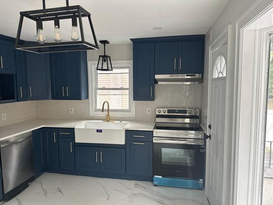Interior, Kitchen, Marble, Pendant Lights, Stainless Steel Appliances