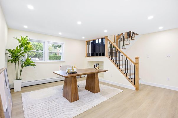 Home Office, Interior, Recessed Lighting, Wood Texture Flooring