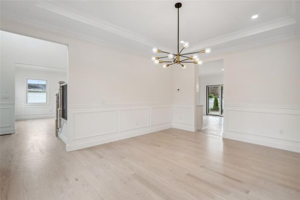 Empty room, Interior, Pendant Lights, Recessed Lighting, Wood Texture Flooring