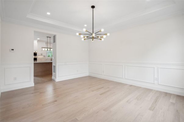 Empty room, Interior, Pendant Lights, Recessed Lighting, Wood Texture Flooring