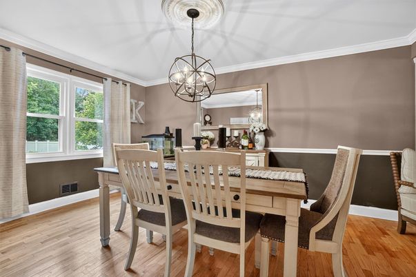 Chandelier, Dining room, Interior, Wood Texture Flooring