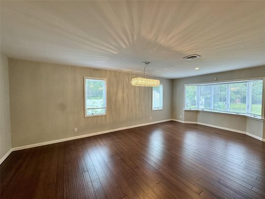 Chandelier, Empty room, Interior, Wood Texture Flooring
