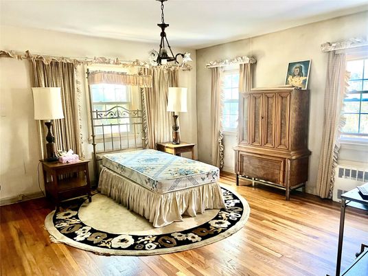 Bedroom, Chandelier, Interior, Wood Texture Flooring