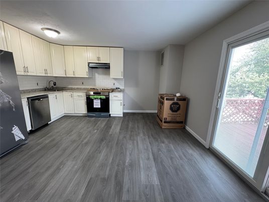 Interior, Kitchen, Stainless Steel Appliances, Wood Texture Flooring