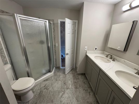 Bathroom, Dual Sink Vanities, Glass Shower, Interior
