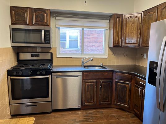 Interior, Kitchen, Stainless Steel Appliances, Wood Texture Flooring