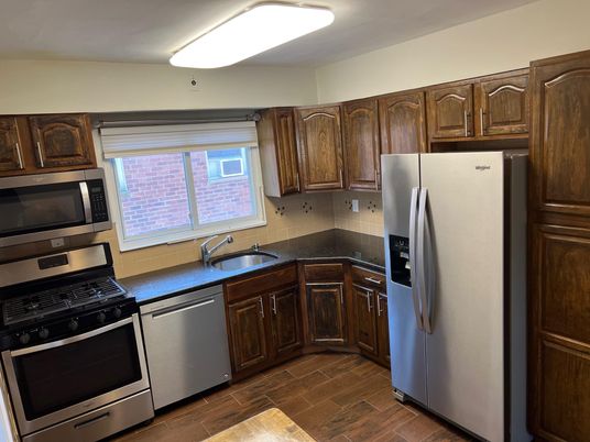 Interior, Kitchen, Stainless Steel Appliances, Wood Texture Flooring
