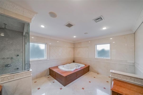 Bathroom, Glass Shower, Interior, Recessed Lighting