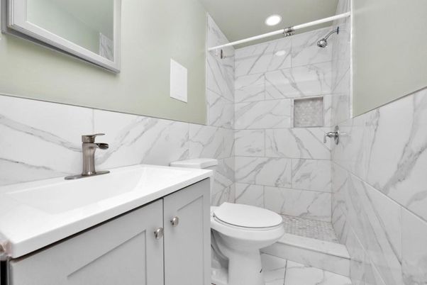 Bathroom, Interior, Marble, Marble Walls, Recessed Lighting