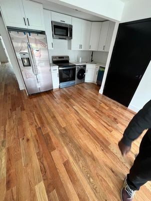 Interior, Kitchen, Stainless Steel Appliances, Wood Texture Flooring