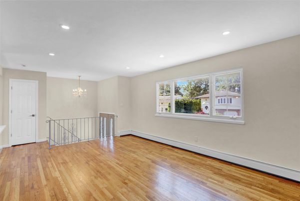 Chandelier, Empty room, Interior, Recessed Lighting, Wood Texture Flooring