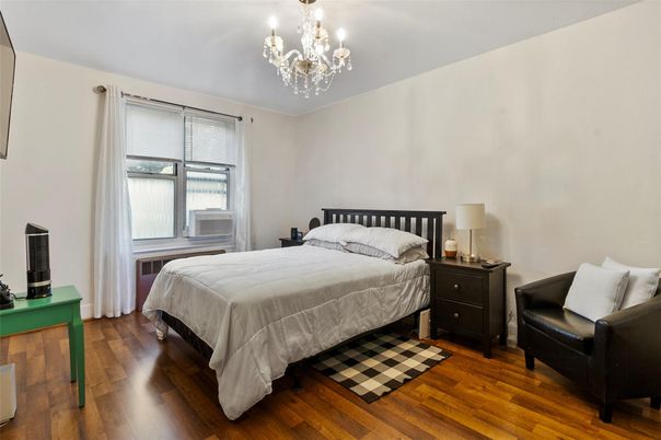 Bedroom, Chandelier, Interior, Wood Texture Flooring
