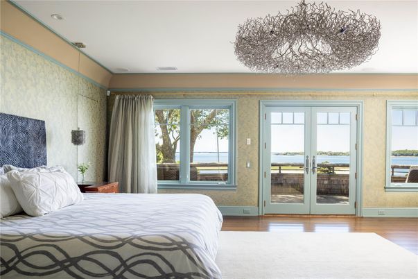 Bedroom, Interior, Recessed Lighting, Water, Wood Texture Flooring