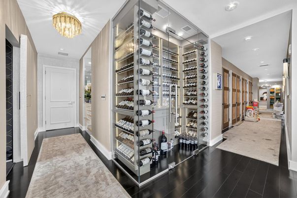 Chandelier, Interior, Recessed Lighting, Wine Storage, Wood Texture Flooring