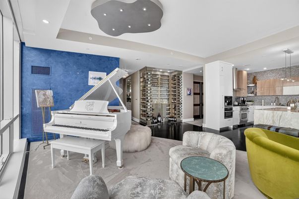 Interior, Kitchen, Pendant Lights, Piano, Recessed Lighting, Stainless Steel Appliances, Wine Storage
