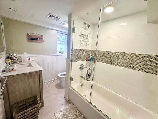 Bathroom, Glass Shower, Interior, Recessed Lighting