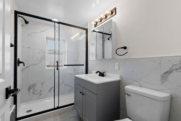 Bathroom, Glass Shower, Interior, Marble Walls