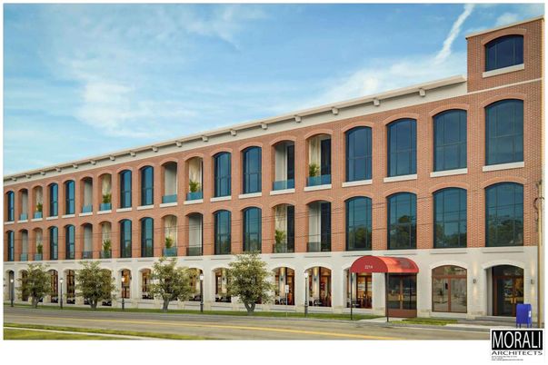 Exterior, Facade, Brick Facade, Condo Building
