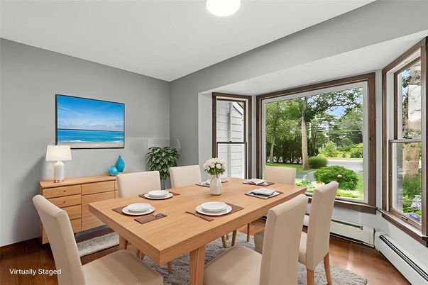 Dining room, Interior, Recessed Lighting, Wood Texture Flooring