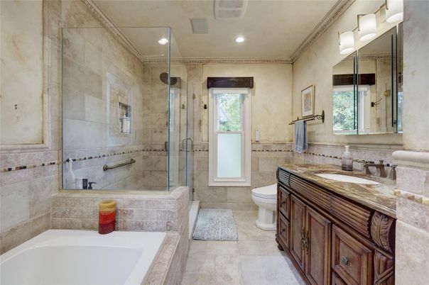 Bathroom, Glass Shower, Interior, Recessed Lighting
