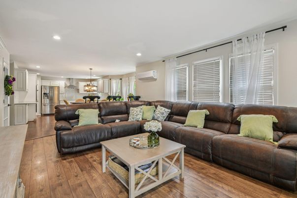 Interior, Kitchen, Living room, Pendant Lights, Recessed Lighting, Stainless Steel Appliances, Wood Texture Flooring