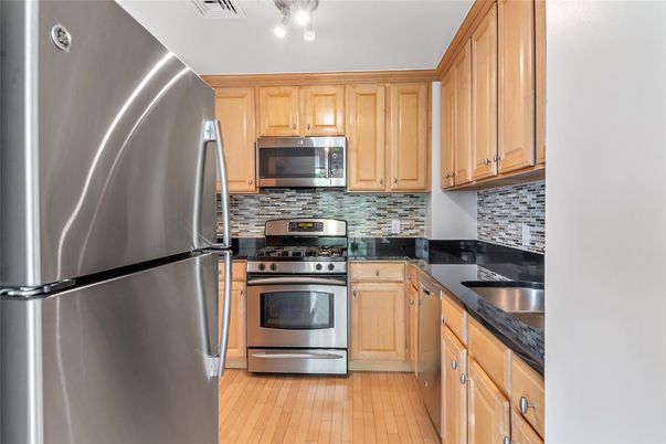Interior, Kitchen, Stainless Steel Appliances, Wood Texture Flooring