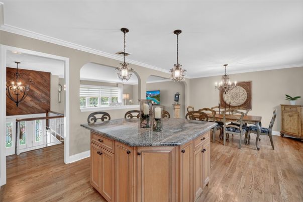 Chandelier, Dining room, Interior, Pendant Lights, Wood Texture Flooring
