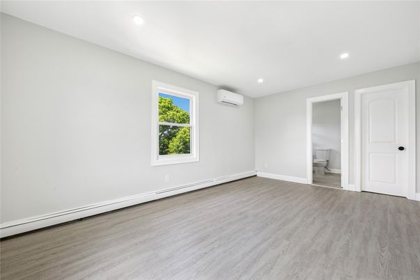Bathroom, Empty room, Interior, Recessed Lighting, Wood Texture Flooring