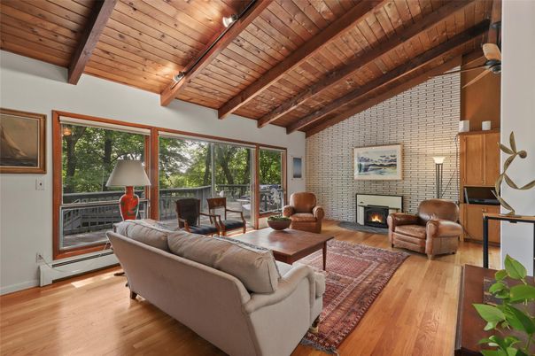 Fireplace, Interior, Living room, Stone Walls, Wooden Beams, Wooden Ceilings, Wood Texture Flooring