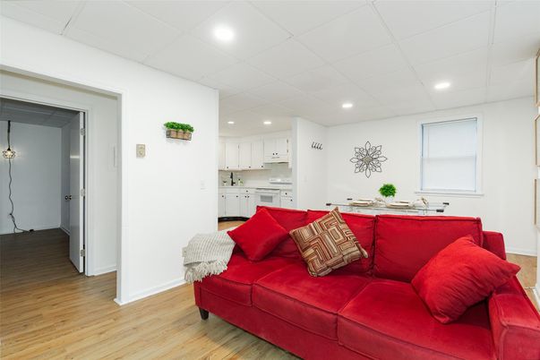 Interior, Kitchen, Living room, Recessed Lighting, Wood Texture Flooring