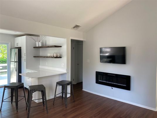 Fireplace, Interior, Kitchen, Wood Texture Flooring