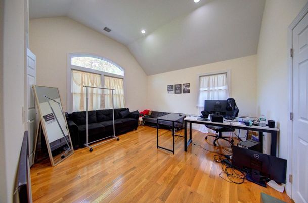 Home Office, Interior, Recessed Lighting, Wood Texture Flooring