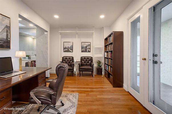 Home Office, Interior, Recessed Lighting, Wood Texture Flooring