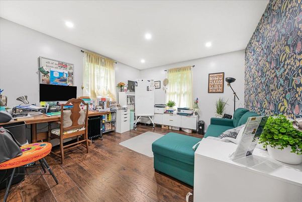 Home Office, Interior, Recessed Lighting, Wood Texture Flooring