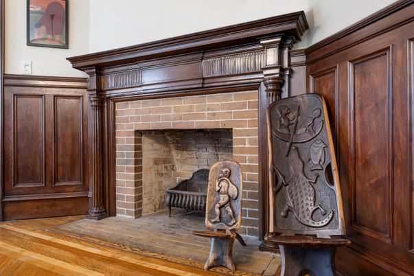 Fireplace, Interior, Stone Walls, Wood Texture Flooring