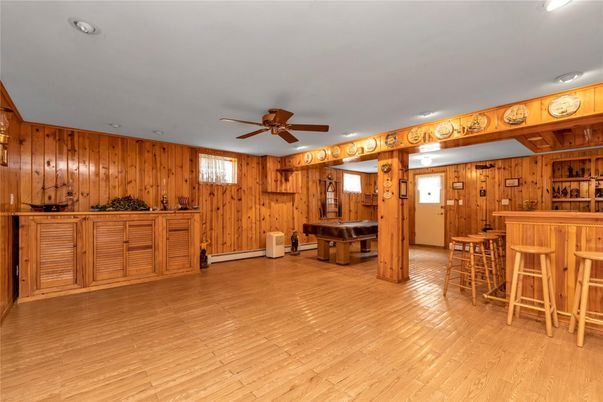 Interior, Recessed Lighting, Wood Texture Flooring, Wooden Walls