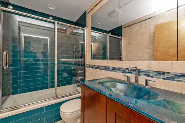 Bathroom, Glass Shower, Interior, Recessed Lighting