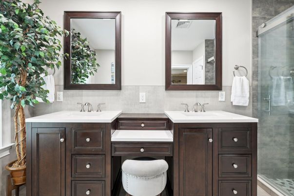 Bathroom, Dual Sink Vanities, Glass Shower, Interior