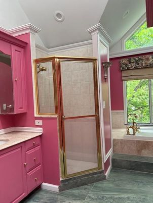 Bathroom, Glass Shower, Interior, Recessed Lighting