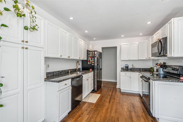 Interior, Kitchen, Recessed Lighting, Wood Texture Flooring